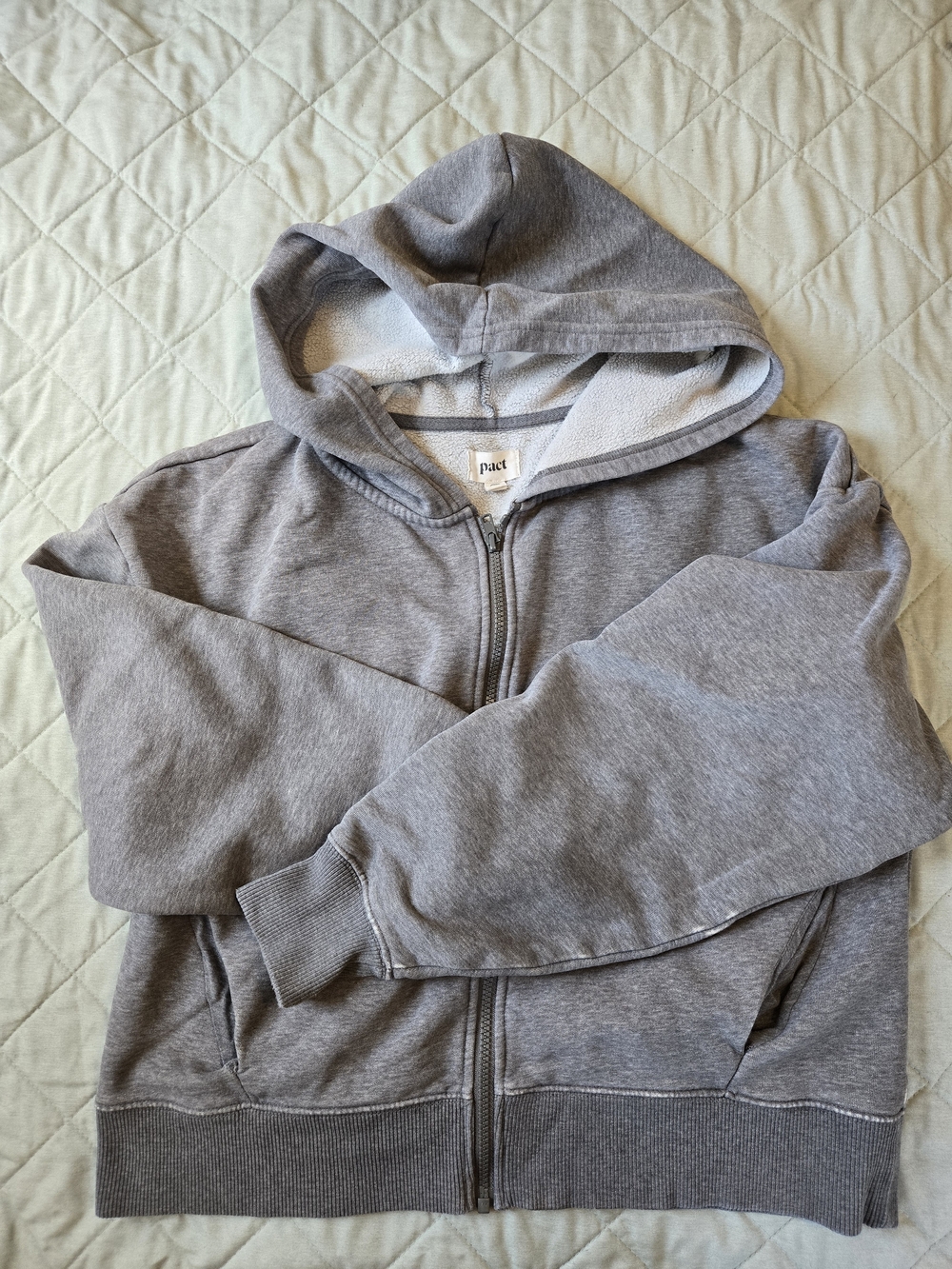 Pact Unisex Gray Zip-Up Hoodie Sweatshirt